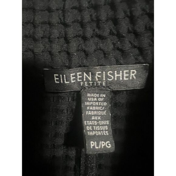 Eileen Fisher Petite Cotton Tencel Stretch Waffle Grid Jacket Black Large Petite - Picture 5 of 9